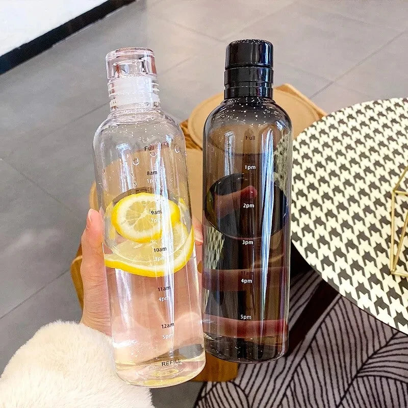 1Pc 500Ml/17Oz Clear Leakproof Water Bottle with Time Scale, Portable Simple Lightweight Water Cup, Suitable for Daily Life, Out
