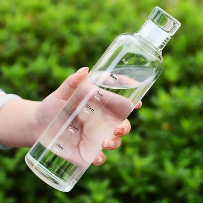 1Pc 500Ml/17Oz Clear Leakproof Water Bottle with Time Scale, Portable Simple Lightweight Water Cup, Suitable for Daily Life, Out