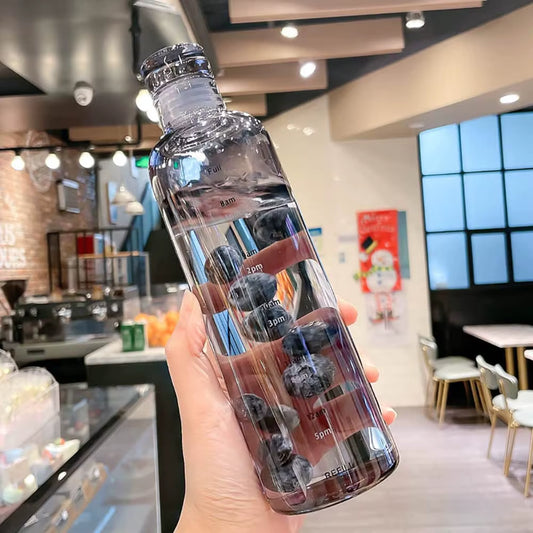 1Pc 500Ml/17Oz Clear Leakproof Water Bottle with Time Scale, Portable Simple Lightweight Water Cup, Suitable for Daily Life, Out