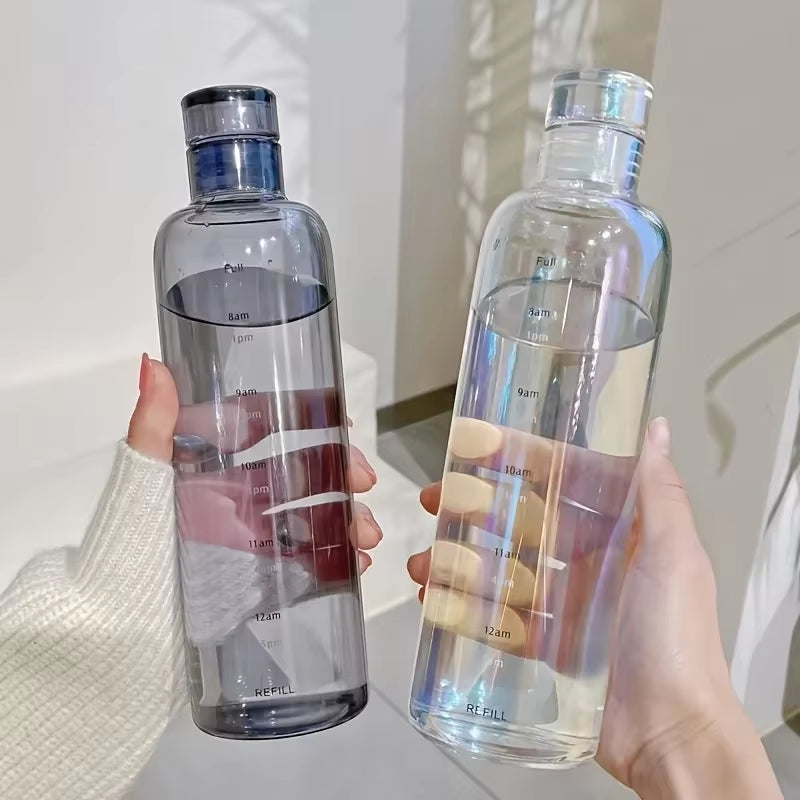1Pc 500Ml/17Oz Clear Leakproof Water Bottle with Time Scale, Portable Simple Lightweight Water Cup, Suitable for Daily Life, Out